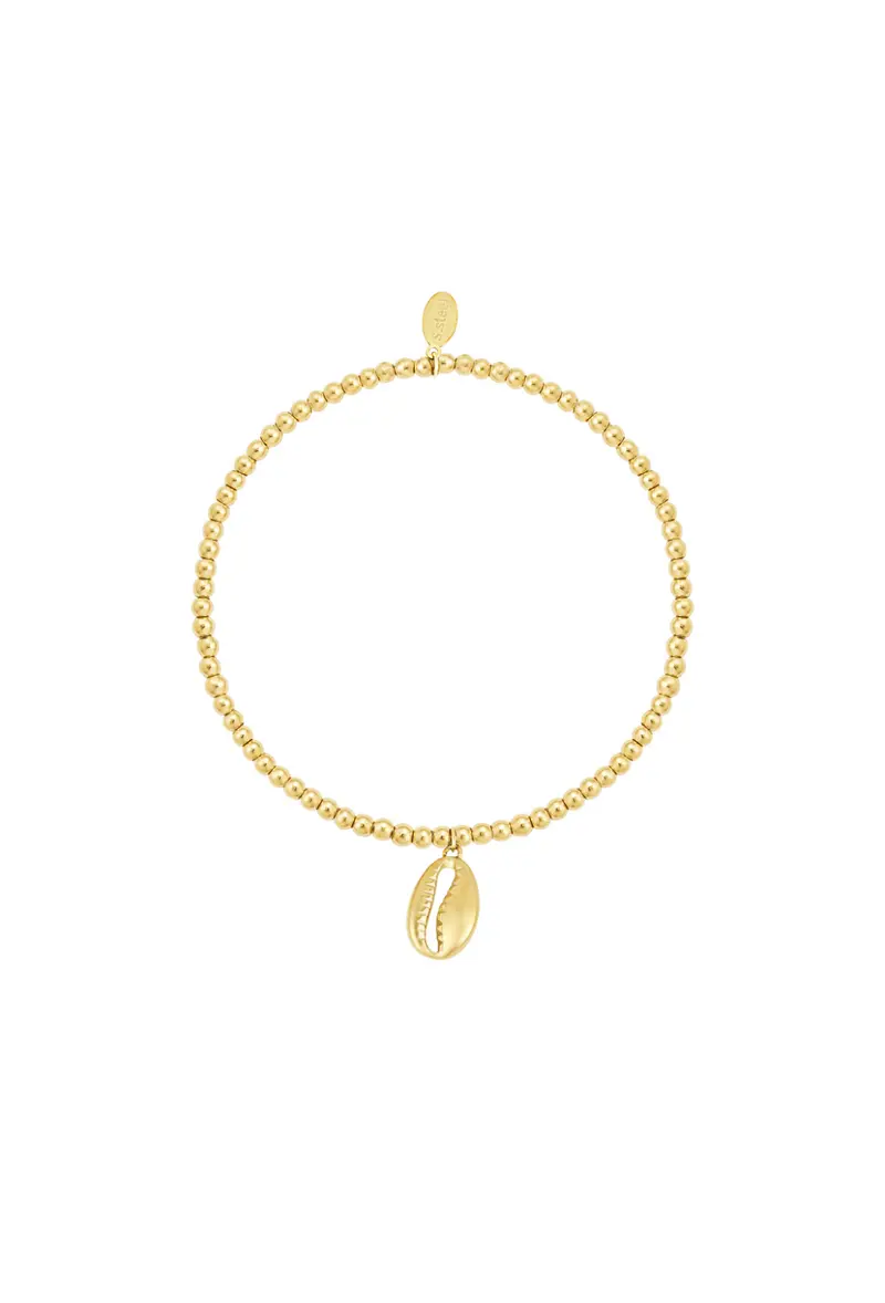 Kralen armband met schelpje goud