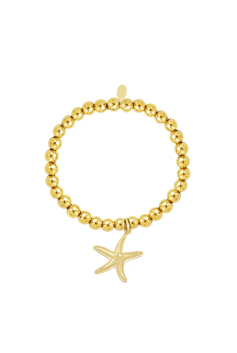 Kralen armband zeester goud