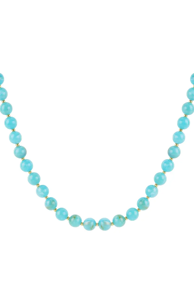 Kralen ketting met blauwe kralen goud
