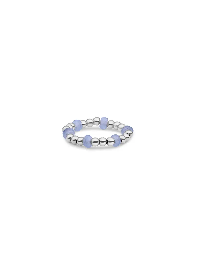 Kralen Ring Facet Roundel Milky Blue Jade