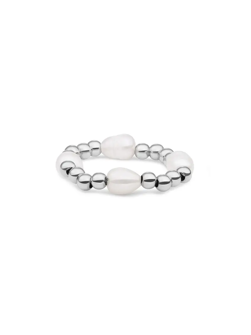 Kralen Ring Facet Roundel Pearl