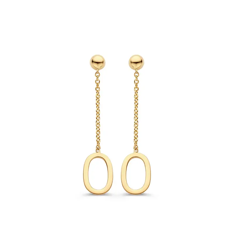 Lange Geelgouden Oorhangers – 14 Karaat Goud, Elegant & Tijdloos