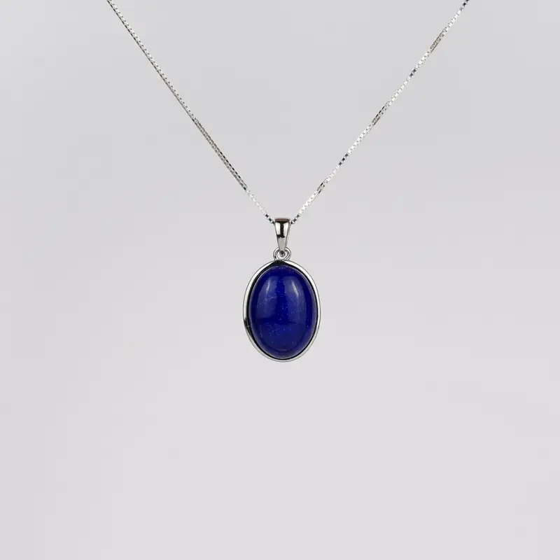 Lapis Lazuli 925 Zilver Ketting K51