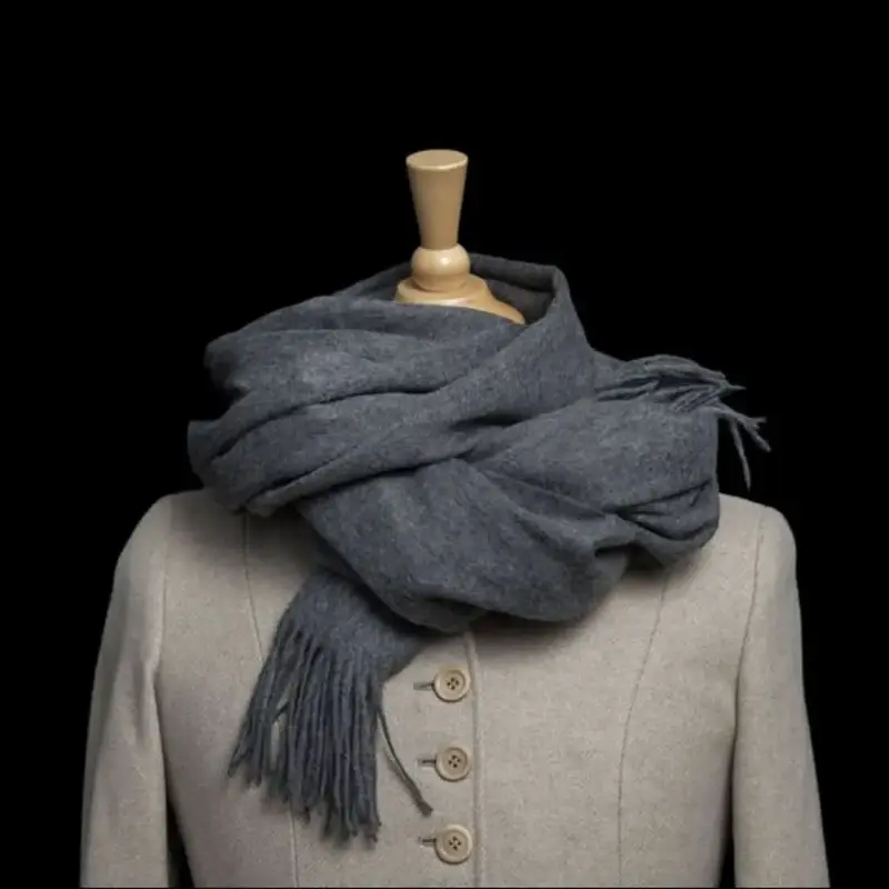 Large 100% Cashmere Sjaal – Basaltgrijs | Extra Grote Dames Sjaal 200 × 70 cm | Luxe Kasjmier Met Franjes