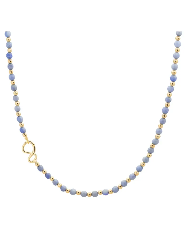 Link Ketting Blue Lace Agate Goud Kleurig