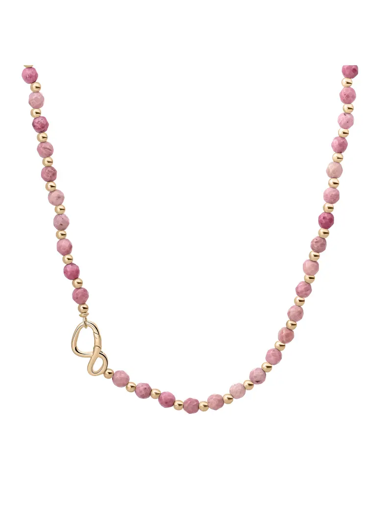 Link Ketting Pink Rhodonite Goud Kleurig
