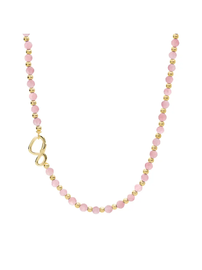 Link Ketting Rose Quartz Goud Kleurig