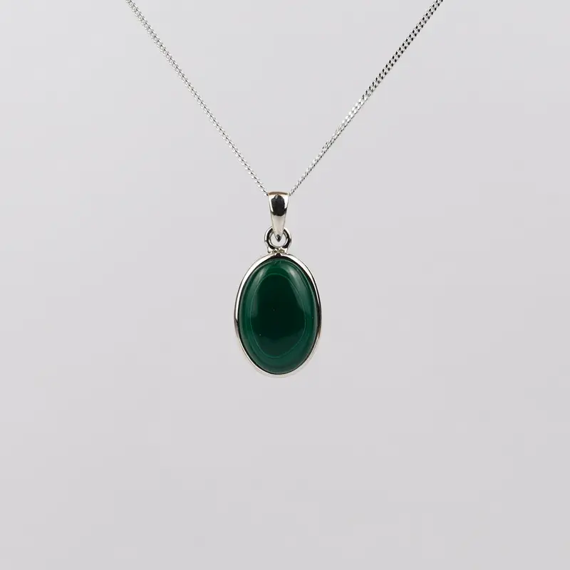 Malachiet 925 Zilver Ketting K16