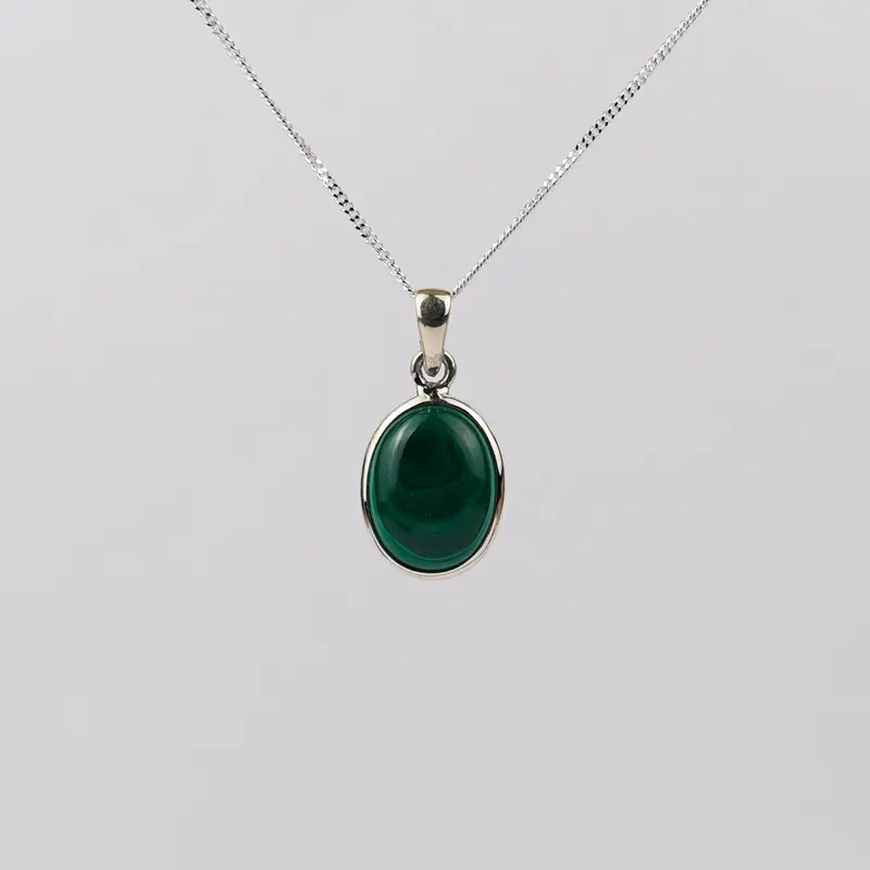 Malachiet 925 Zilver Ketting K17