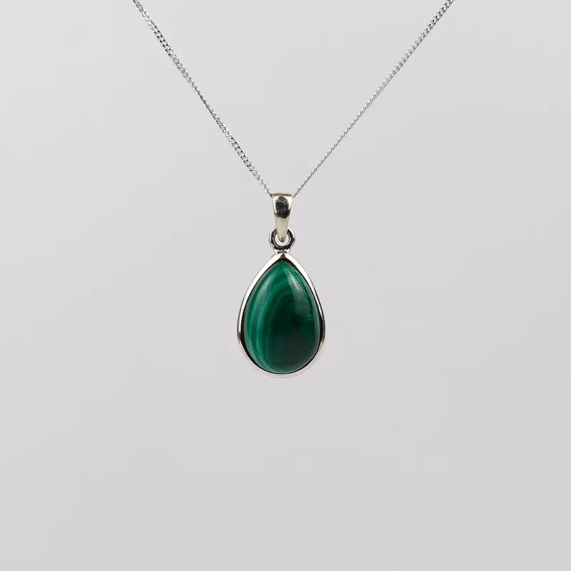 Malachiet 925 Zilver Ketting K18