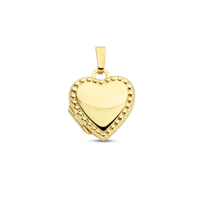 medaillon hart bolletjes 14K geelgoud
