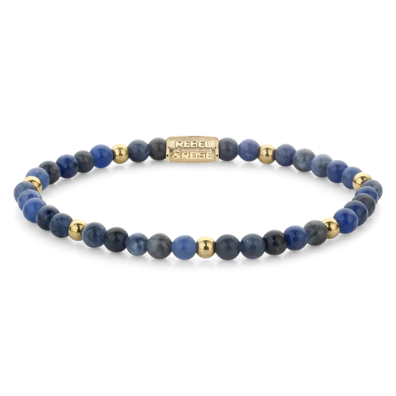 Midnight Blue - 18 ct yellow gold ionplated - 4mm - Kralen Armband Dames