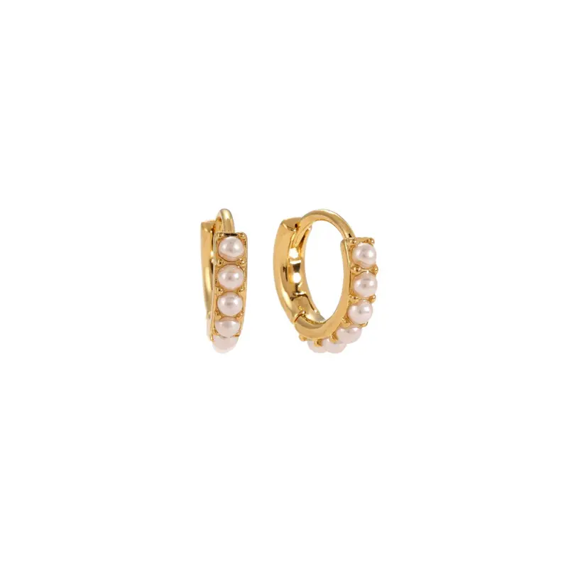 Mini Hoops met parels goud