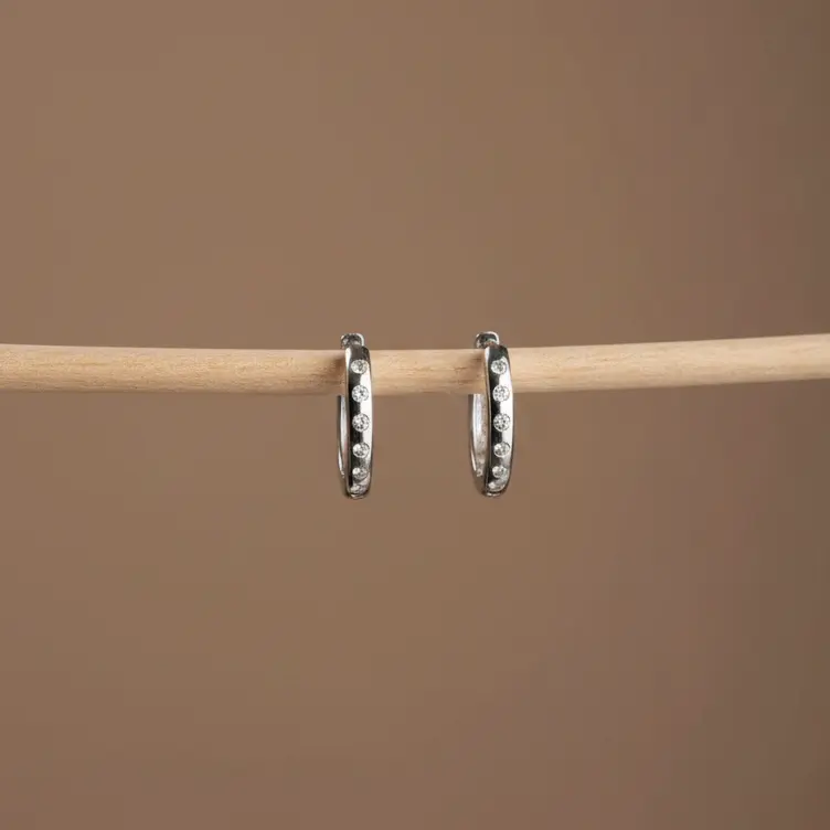 Minimalistische Steentjes Creolen | 925 Zilver
