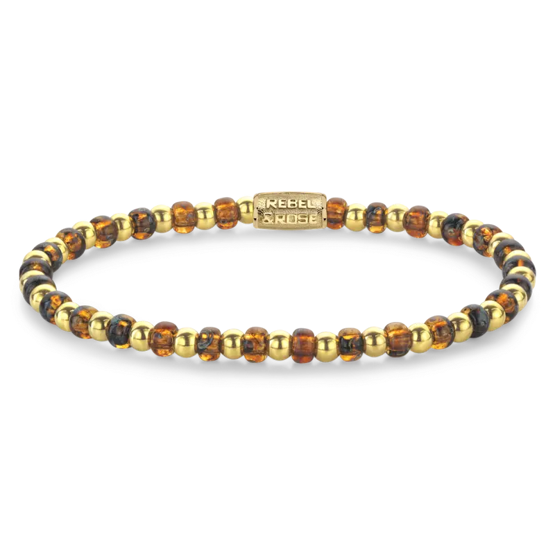 Mix Glass Rocks Tiger Gold - 4mm - Kralen Armband Dames