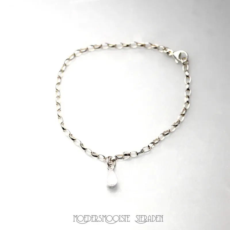 Moedermelk Armband Druppel in Zilver