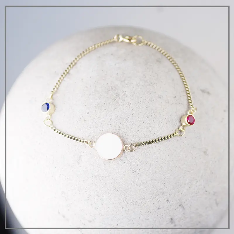 Moedermelk Armband Goud met twee geboortestenen
