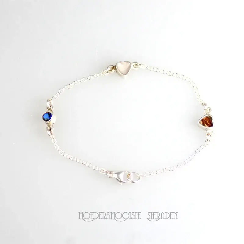 Moedermelk Armband met haarlokje en geboortesteen