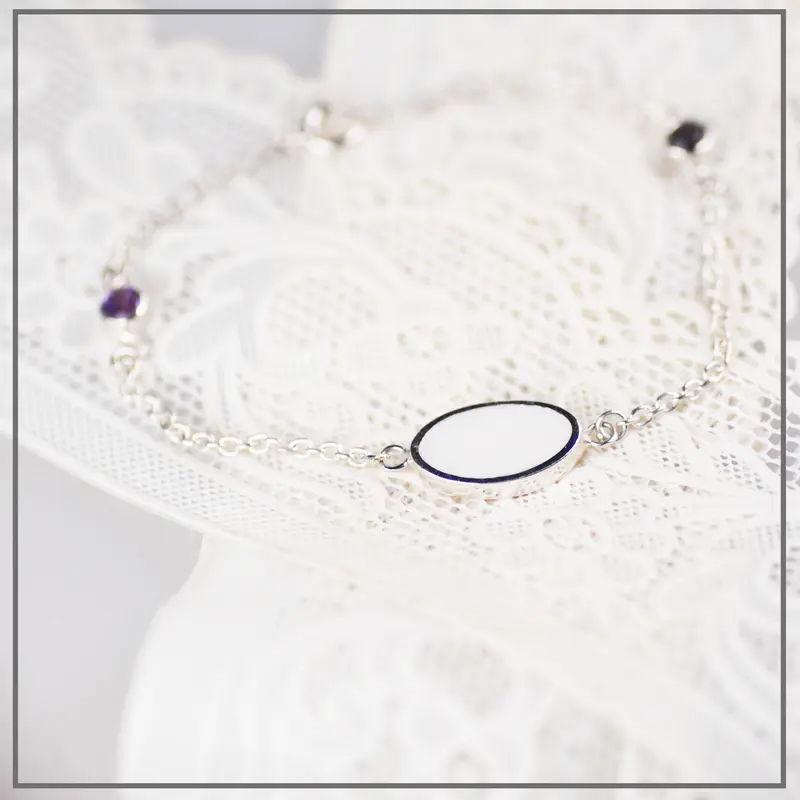 Moedermelk Armband Ovaal in Zilver met Twee Geboortestenen