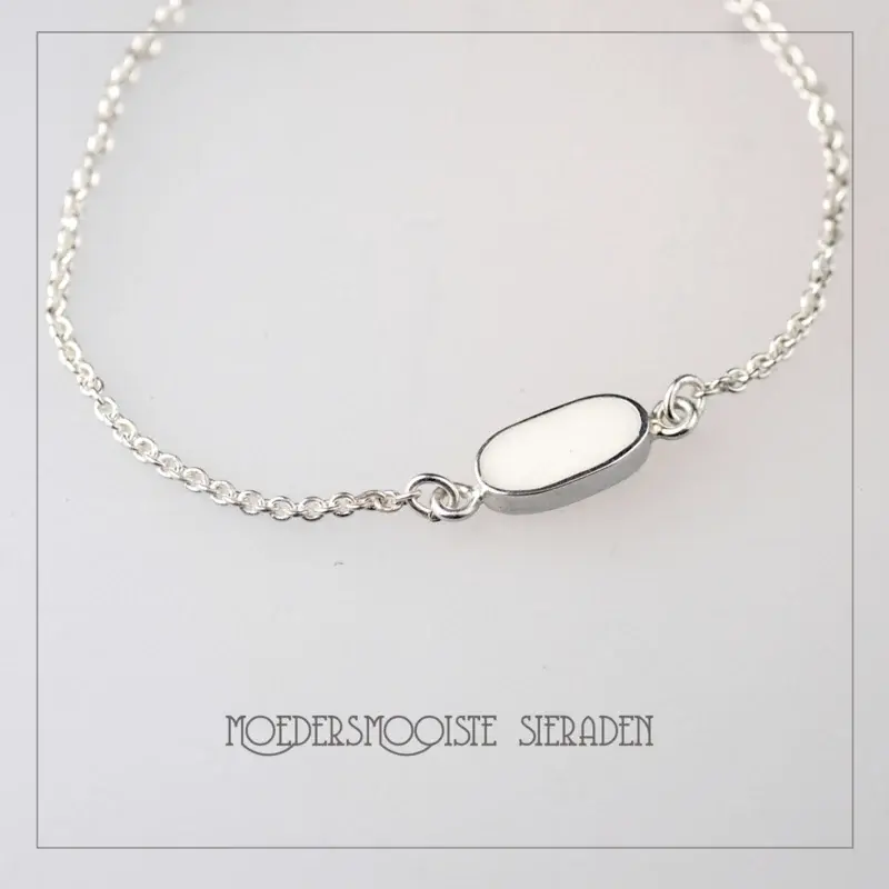 Moedermelk Armband Ovaal in Zilver