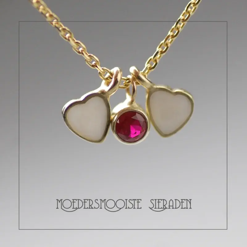 Moedermelk Collier Double Hearts and the Precious Stone