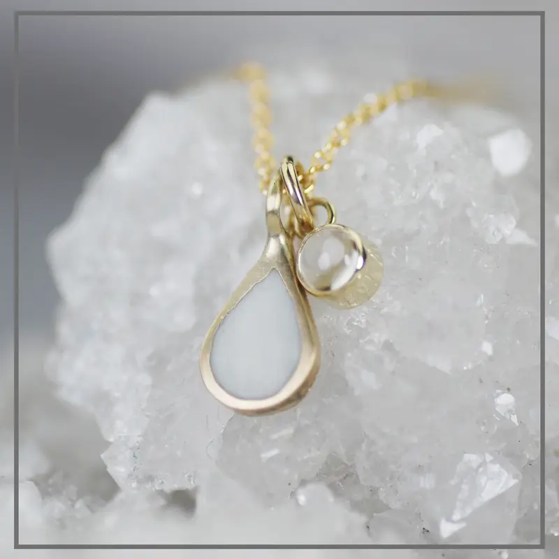 Moedermelk Collier Princess Klein met  geslepen waterdruppel (bergkristal)