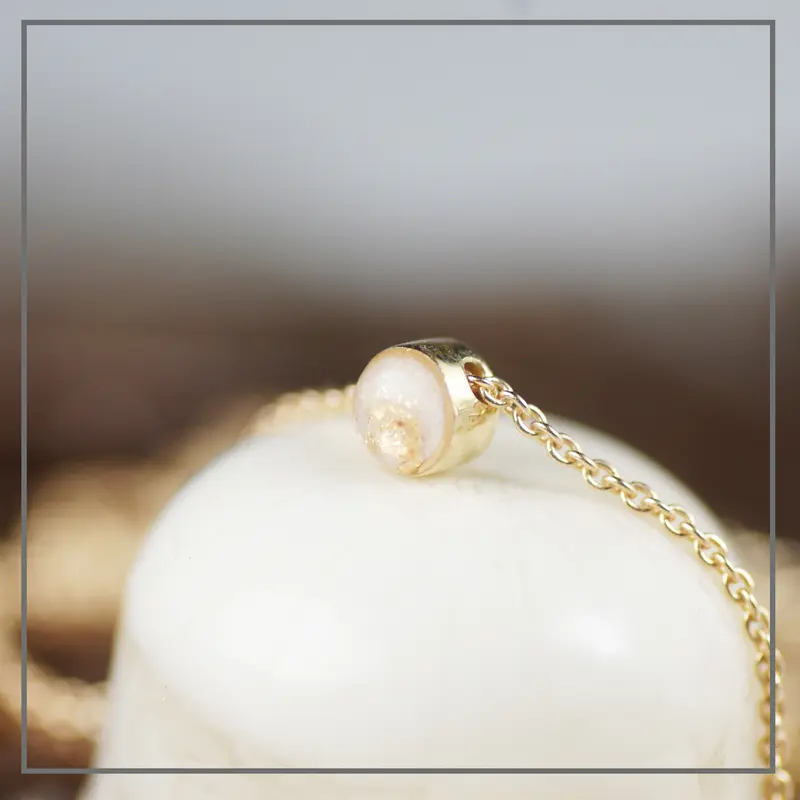 Moedermelk Ketting Center Rond Goud met Fonkelend Bladgoud