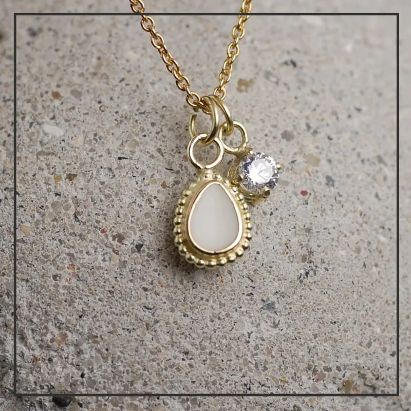 Moedermelk ketting Doris #1 Gold met geboortesteen