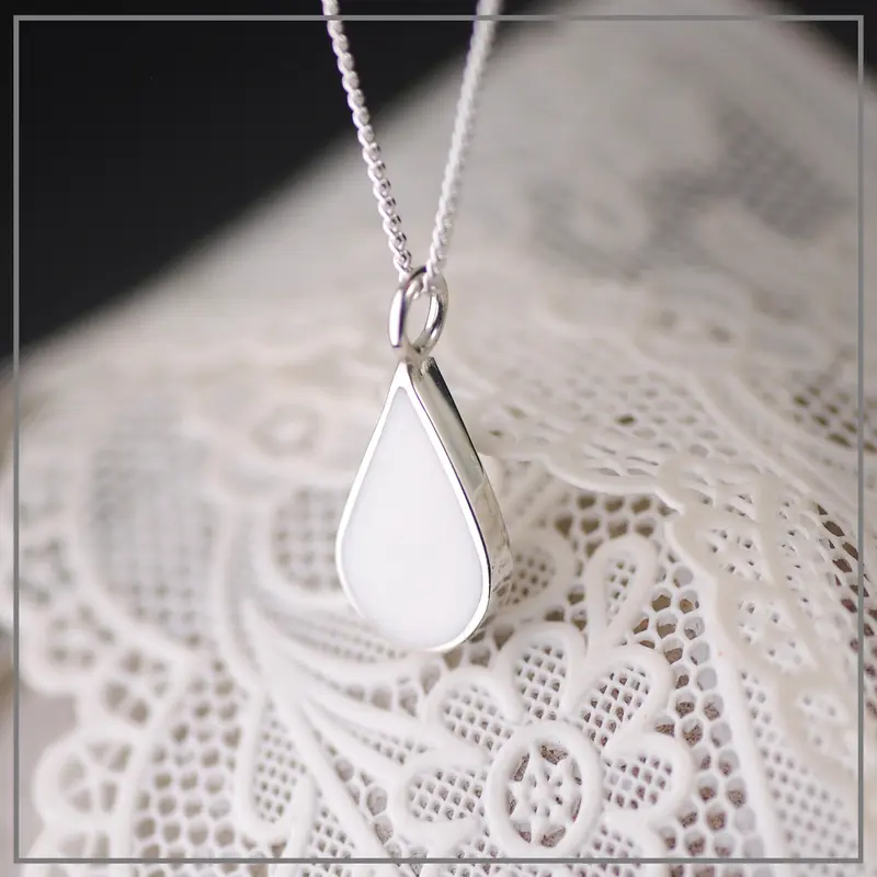 Moedermelk Ketting Elegant Drop of Milk in Zilver