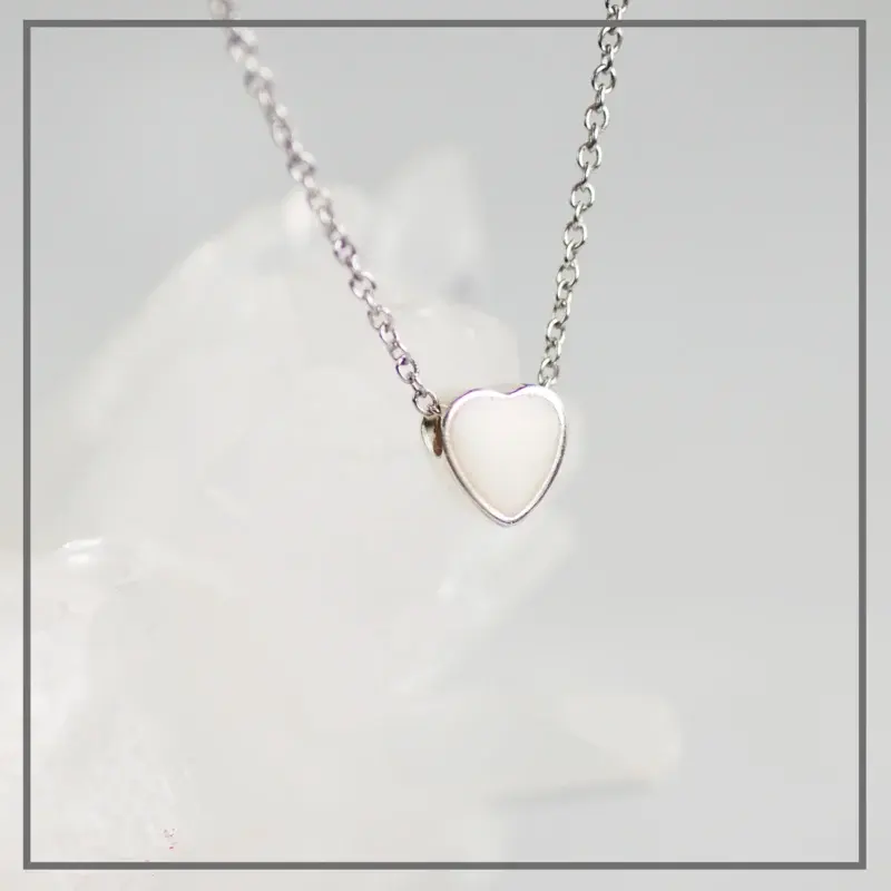 Moedermelk Ketting Hart Center in Zilver