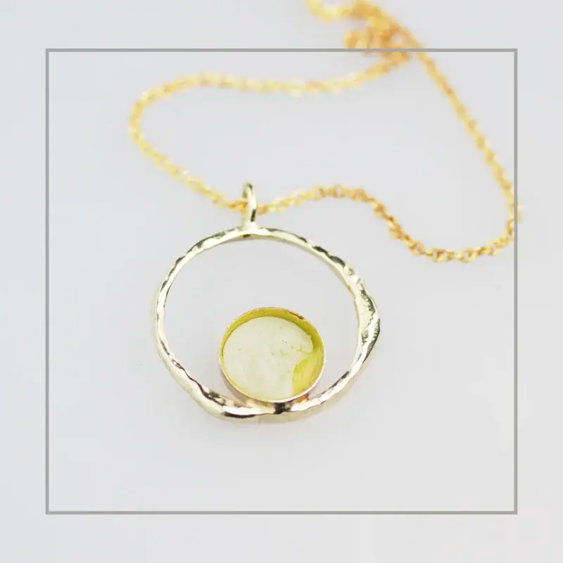Moedermelk Ketting Plain Design met Navelstreng van Goud