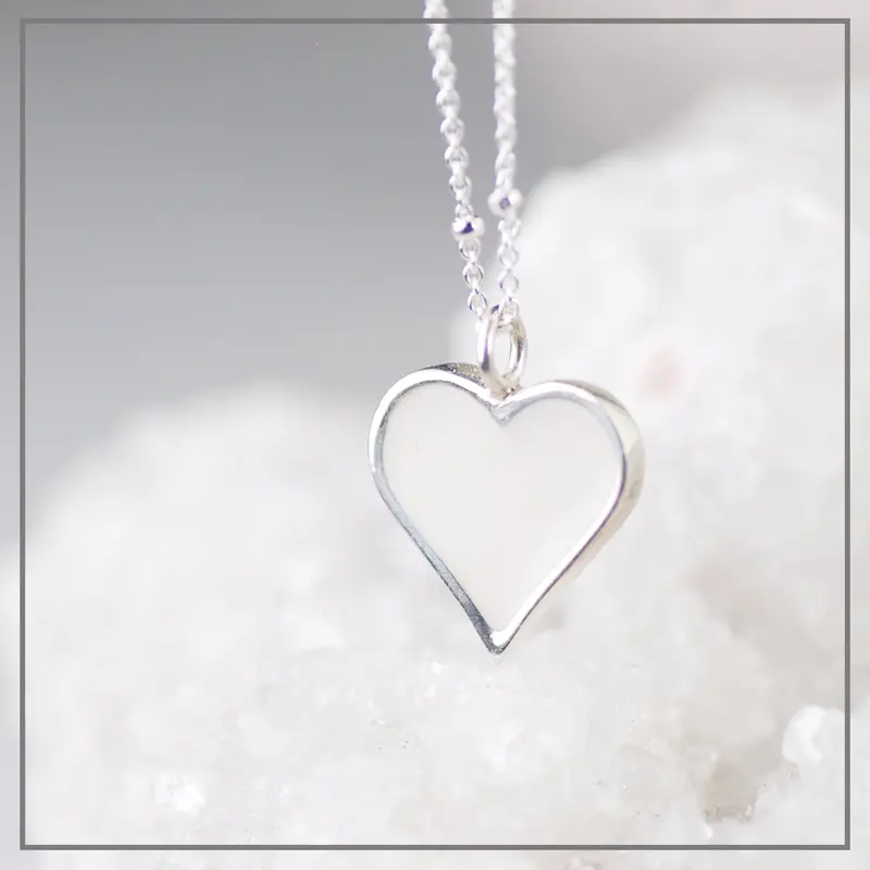 Moedermelk Ketting White Heart in zilver