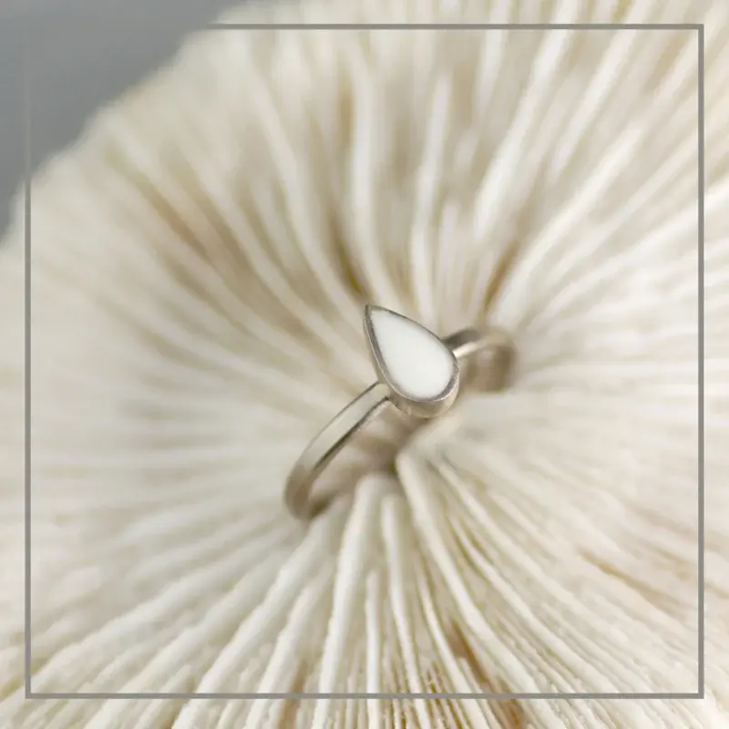 Moedermelk ring Druppel Witgoud Mat