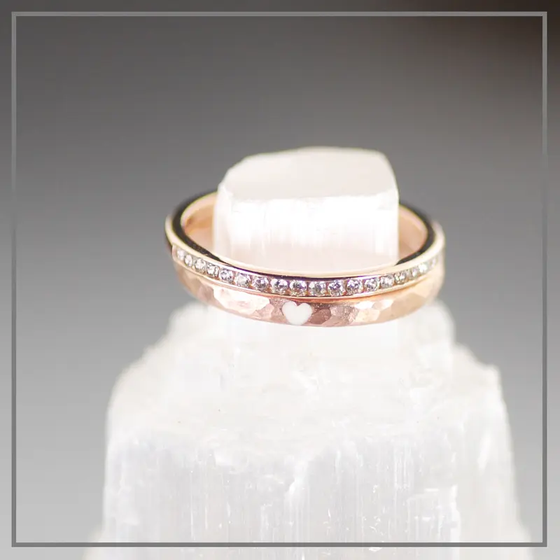 Moedermelk ring Hartendief Rosegoud met ring met kristallen