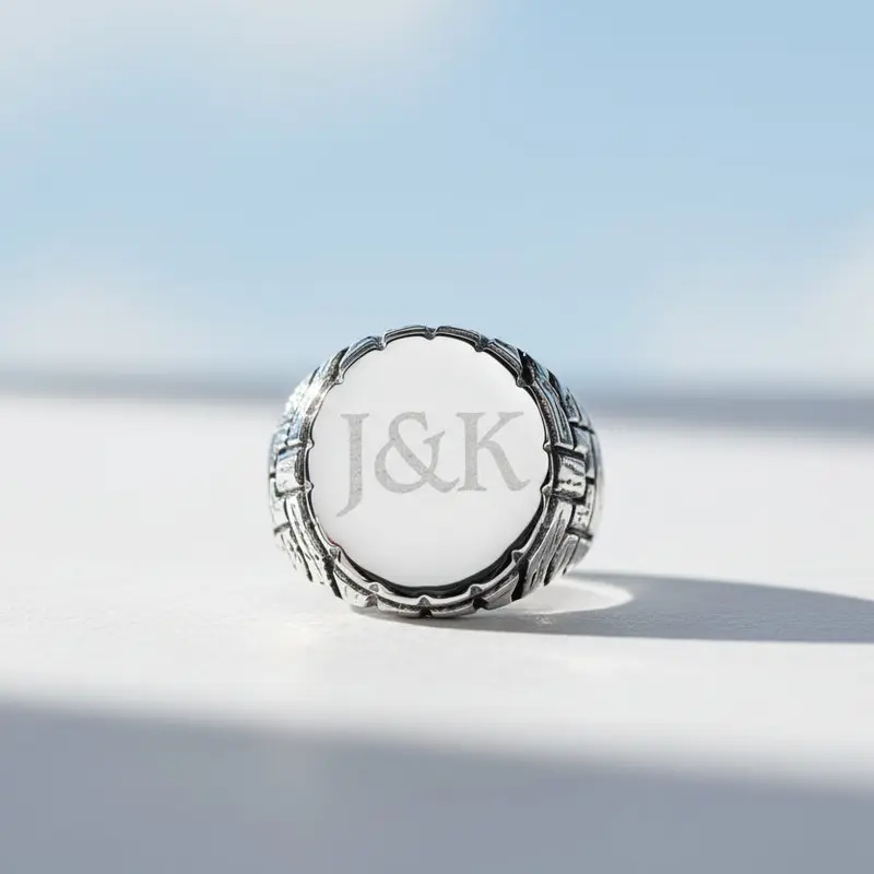 Monogram Herenring van 925 Zilver