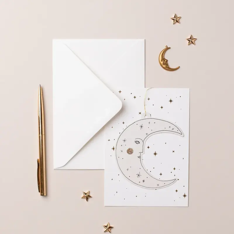 Moonface Papercut Decoration with Postcard and Envelope
