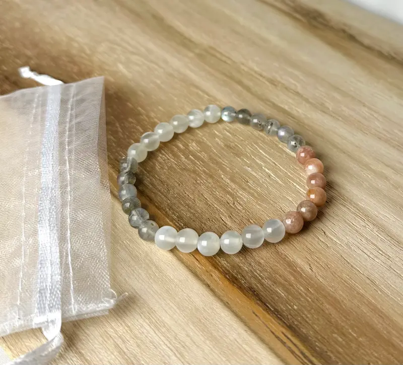 Multi Maansteen Kogel Armband