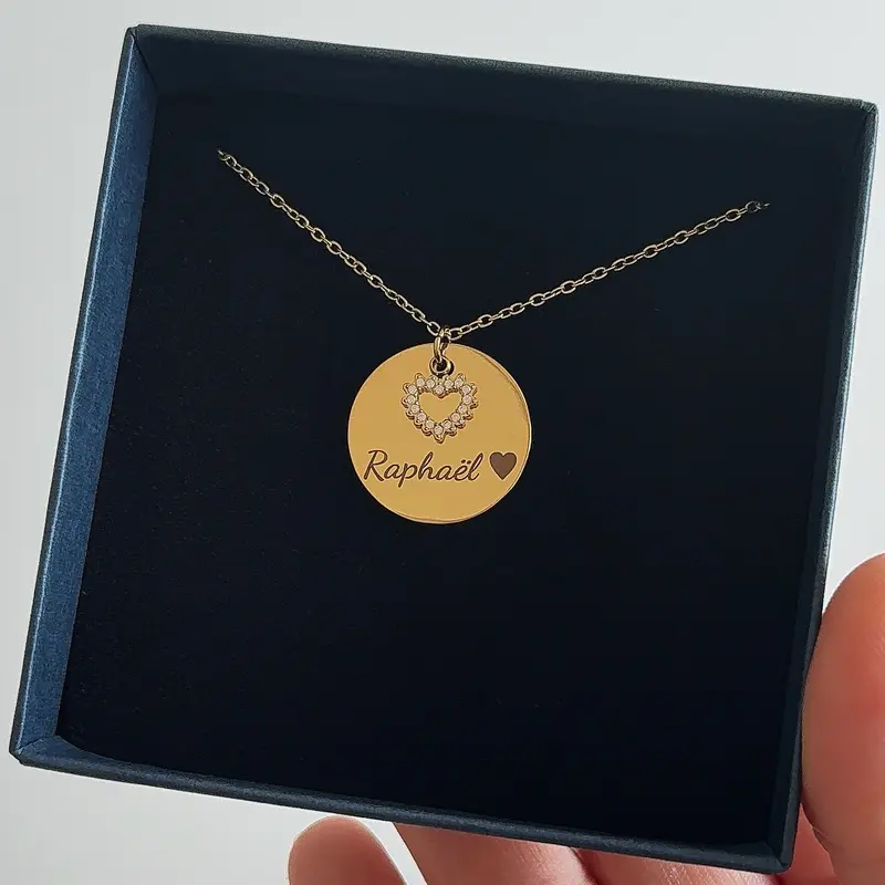 Munt Met Hart Bedeltje | Graveerbare Ketting
