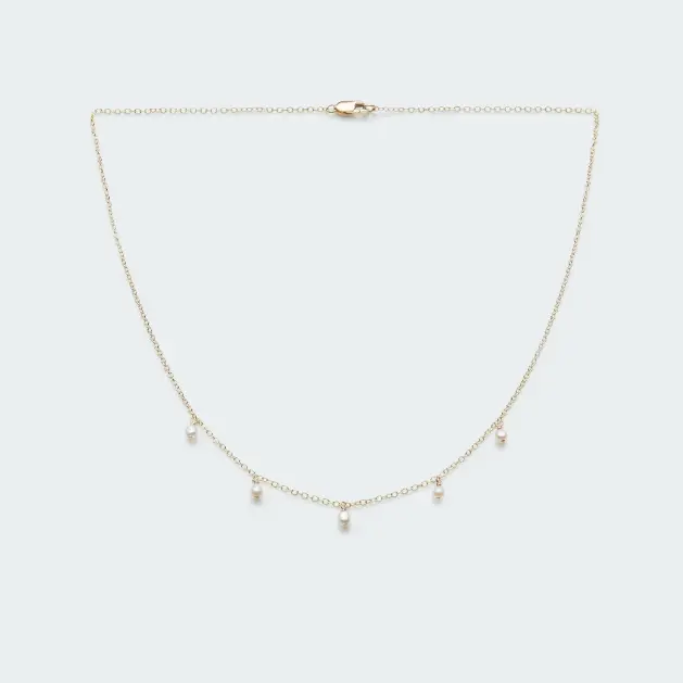 Necklace with Tiny Dangle Pearls