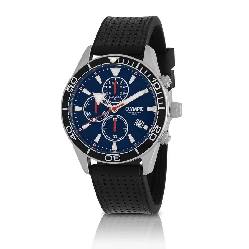 Olympic ADAM Leer Blauw Horloge OL72HSL075