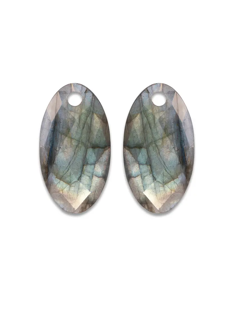 Oorbel Edelstenen Large Leaf Labradorite