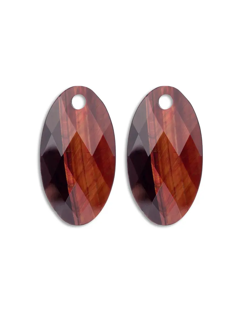 Oorbel Edelstenen Large Leaf Red Tiger Eye