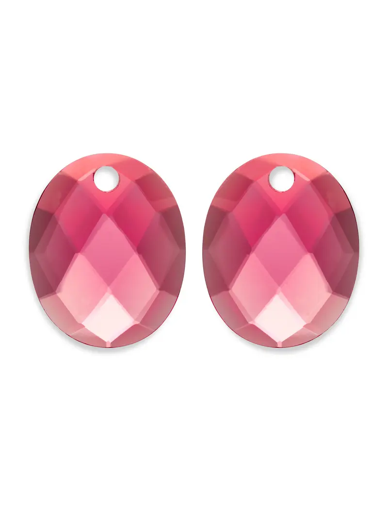 Oorbel Edelstenen Large Oval Fuchsia Quartz