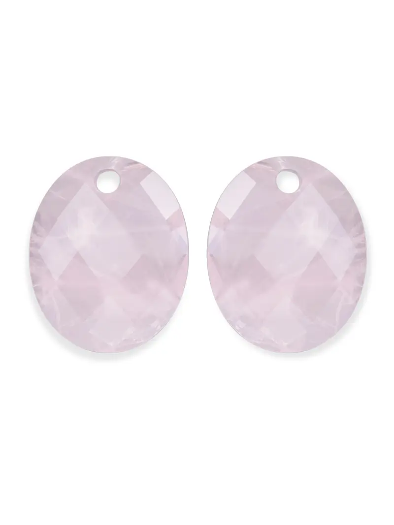 Oorbel Edelstenen Large Oval Rose Quartz