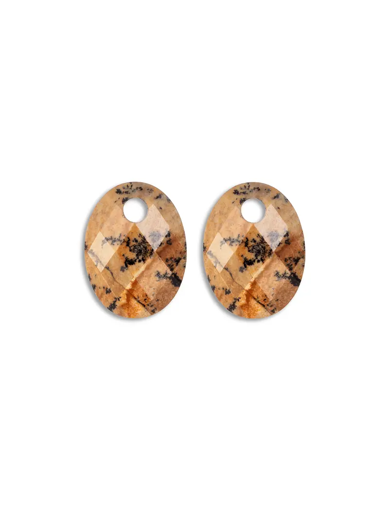 Oorbel Edelstenen Medium Oval Landscape Jasper