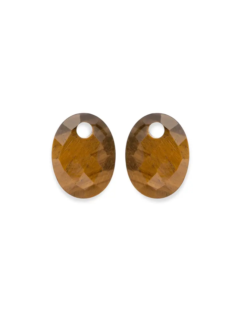 Oorbel Edelstenen Medium Oval Tiger Eye