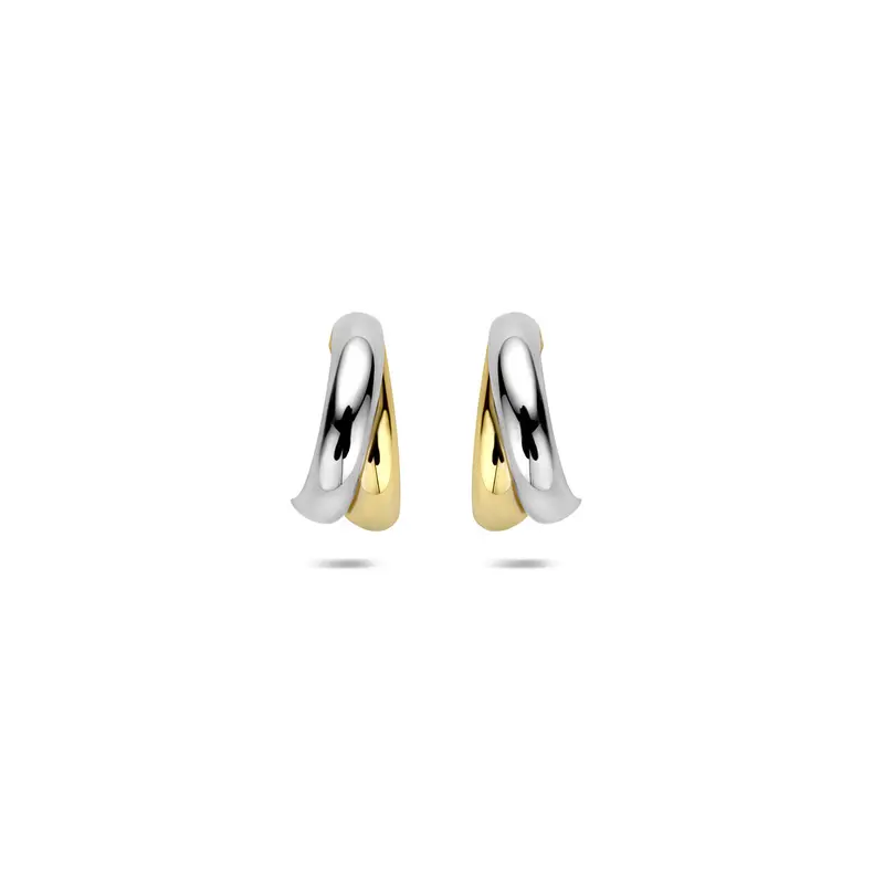 Oorbellen 12 mm 14K bicolor goud