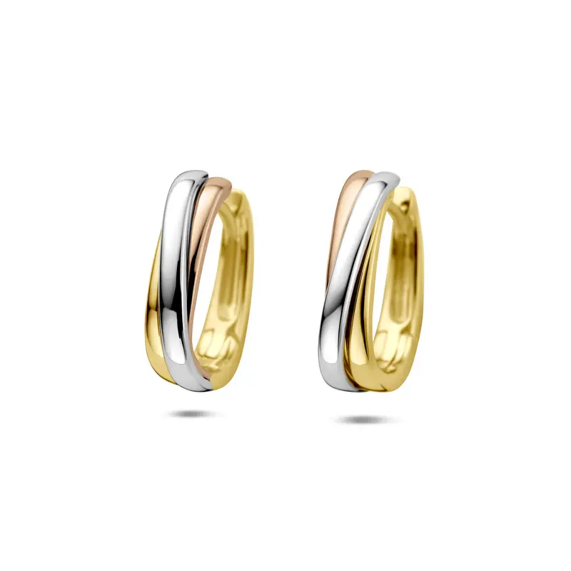 Oorbellen 15,5 mm 14K tricolor goud