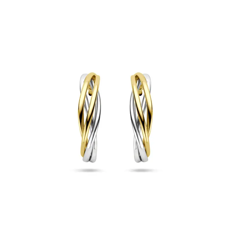 Oorbellen 17 mm 14K bicolor goud