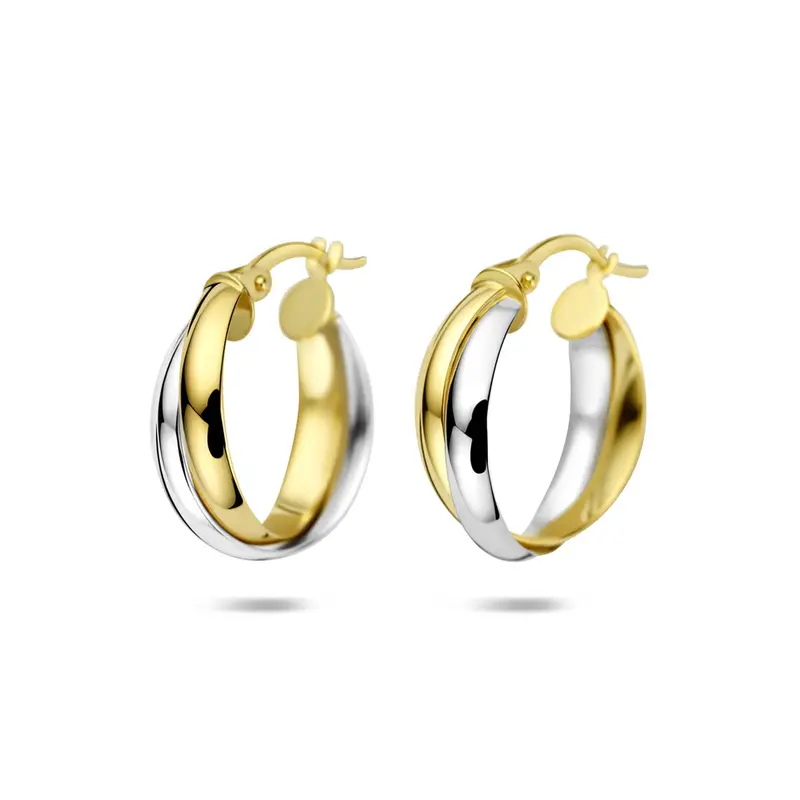 Oorbellen 18,5 mm 14K bicolor goud